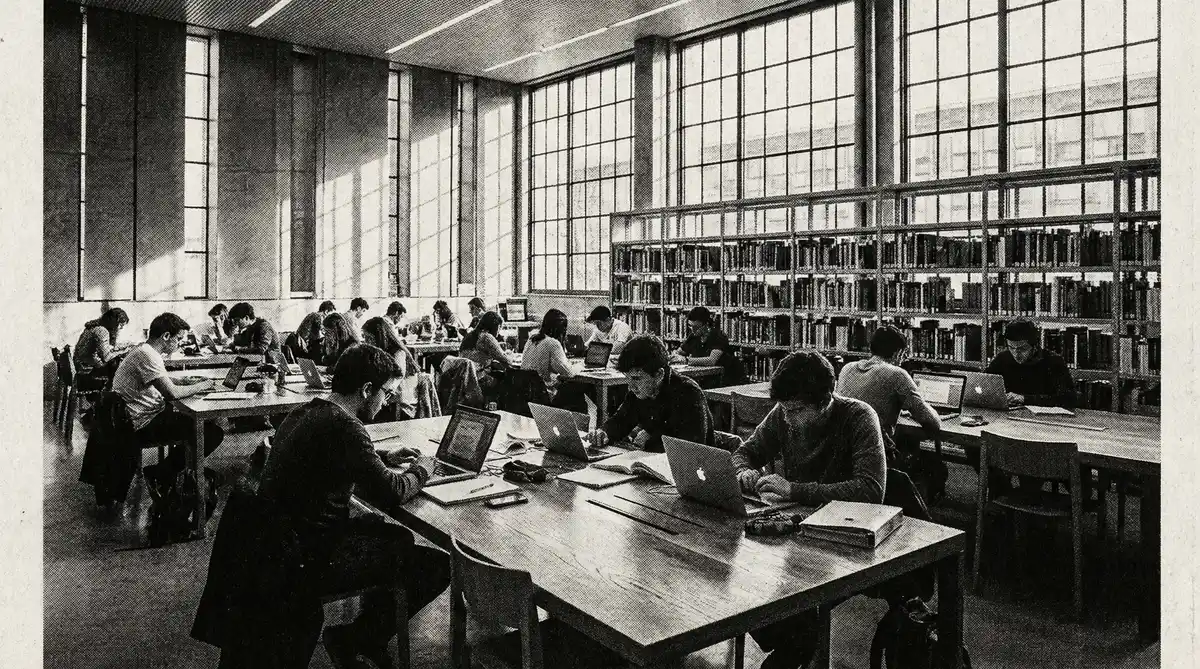 高校图书馆学生学习场景 - 黑料吃瓜